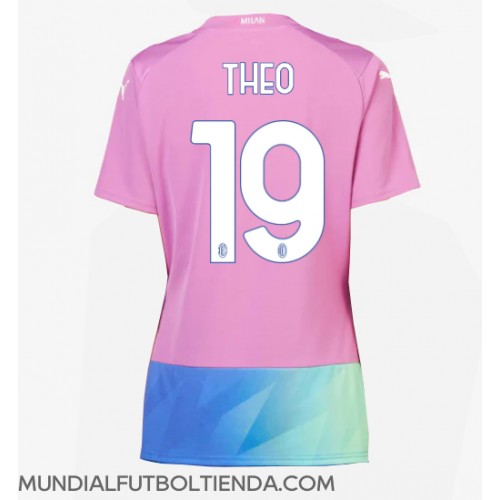 Camiseta AC Milan Theo Hernandez #19 Tercera Equipación Replica 2023-24 para mujer mangas cortas